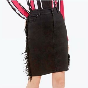 INC Denim Fringe Trim Skirt
